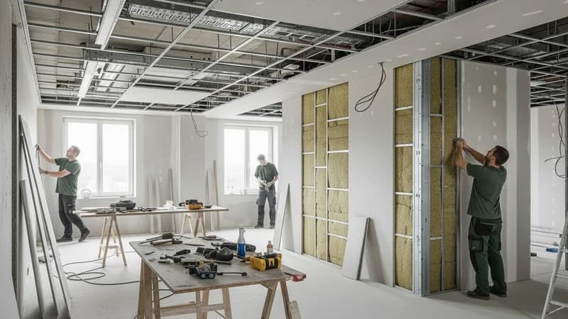 Instalación de tabiques técnicos y aislamiento en Barcelona